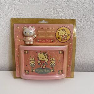 Sanrio Hello Kitty Marker Box Set Stamper 12 Markers Piggy Bank Frame Box 2006